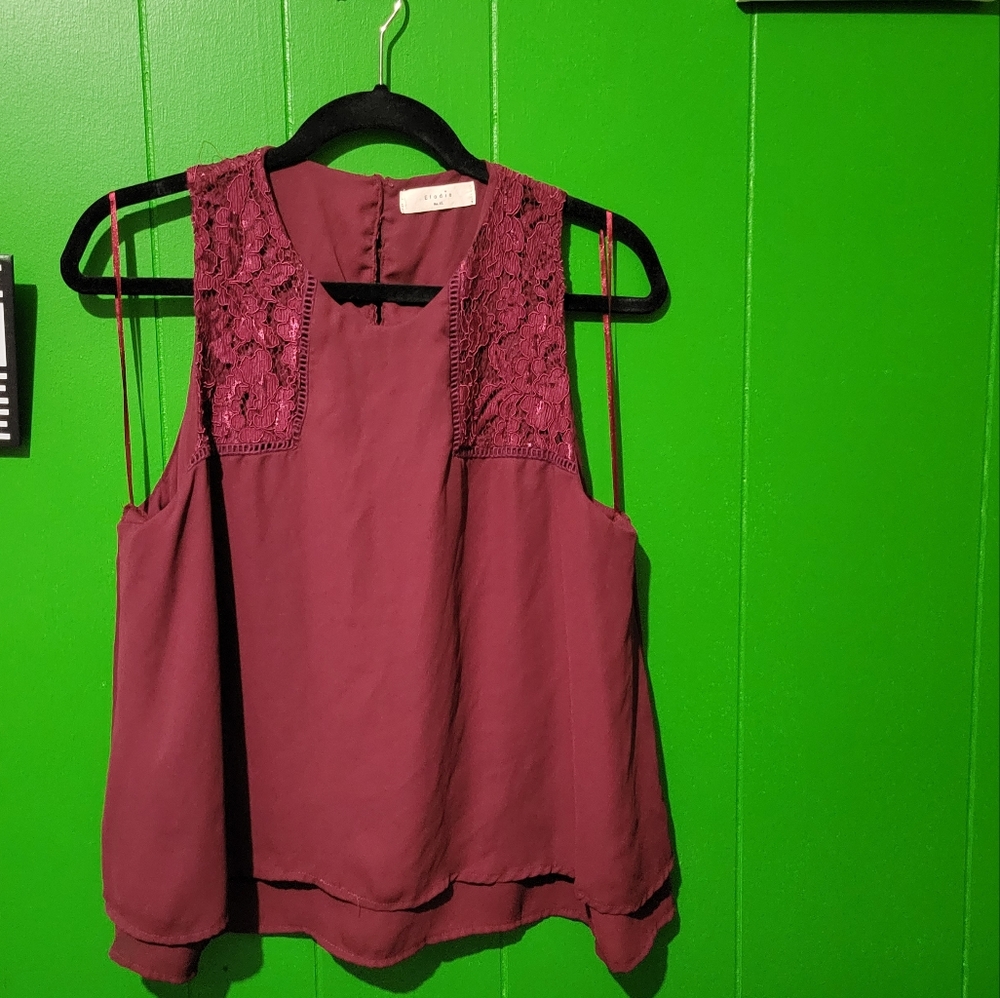 Elodie Sleeveless Burgundy Top XL